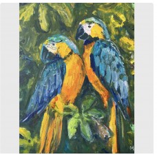 “Love Parrots”  oil painting on canvas 30*40 cm 